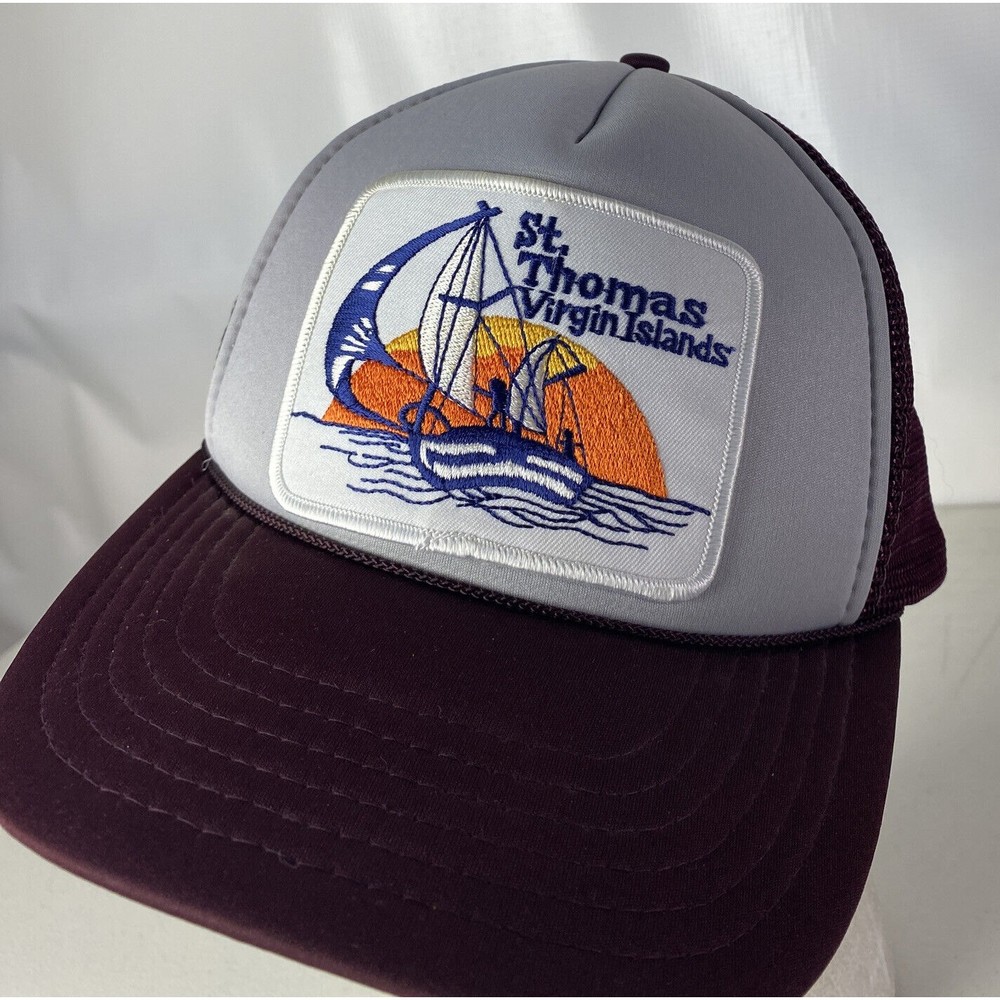Vintage St Thomas Virgin Islands Trucker Hat Cap Mesh Foam Big Patch Snapback